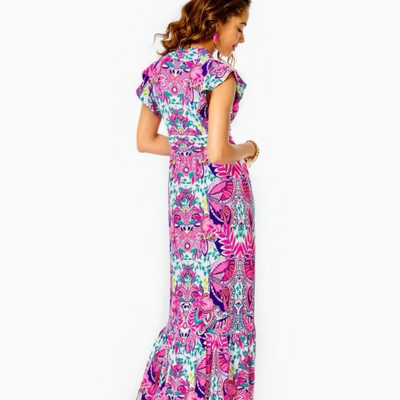 NWT Lilly Pulitzer Resort White Adriann Maxi Dress She’s Too Fly - Picture 2 of 3